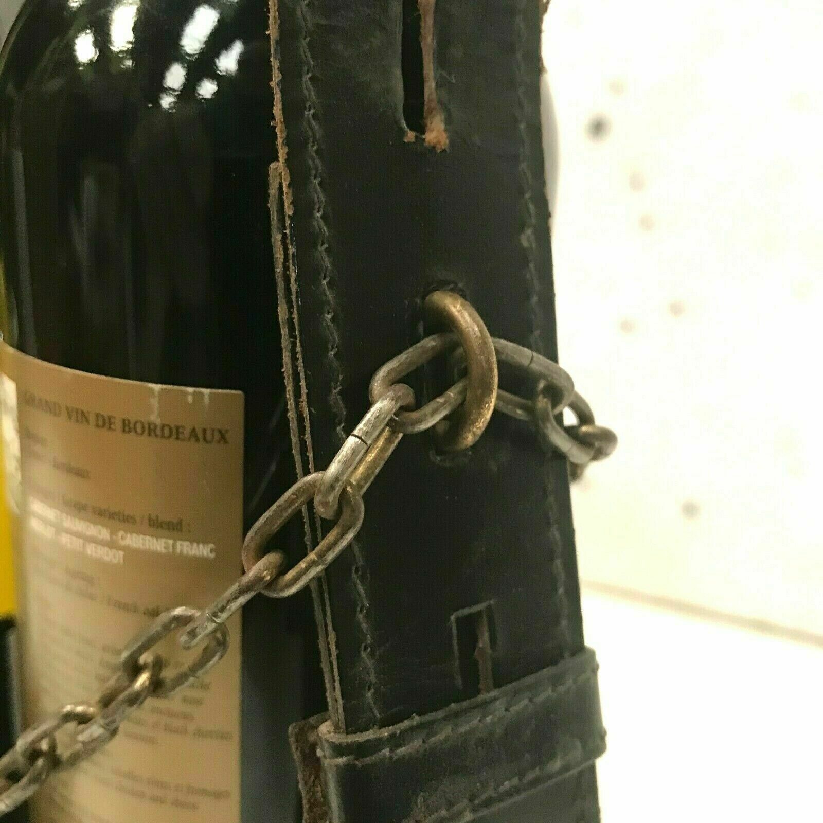 Leather Bottle Holder Twentieth Century Brass Grip Handle photo buy