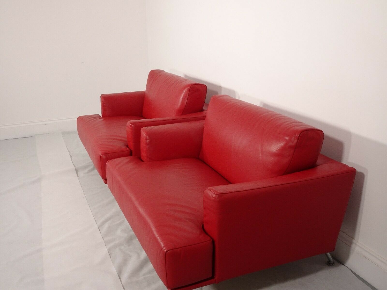 Stunning Pair Of Cassina Nest Love Chairs In Genuine Red Pelle Leather photo for sale