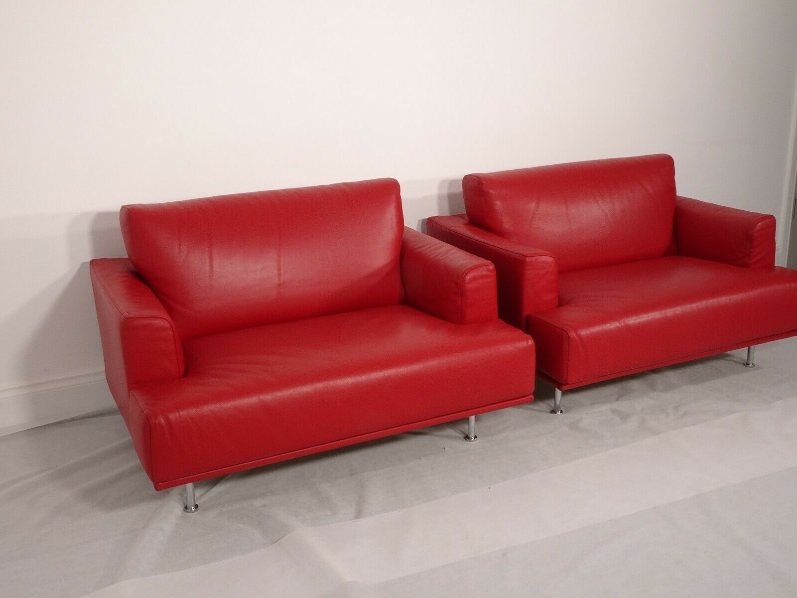 Stunning Pair Of Cassina Nest Love Chairs In Genuine Red Pelle Leather photo Furniture