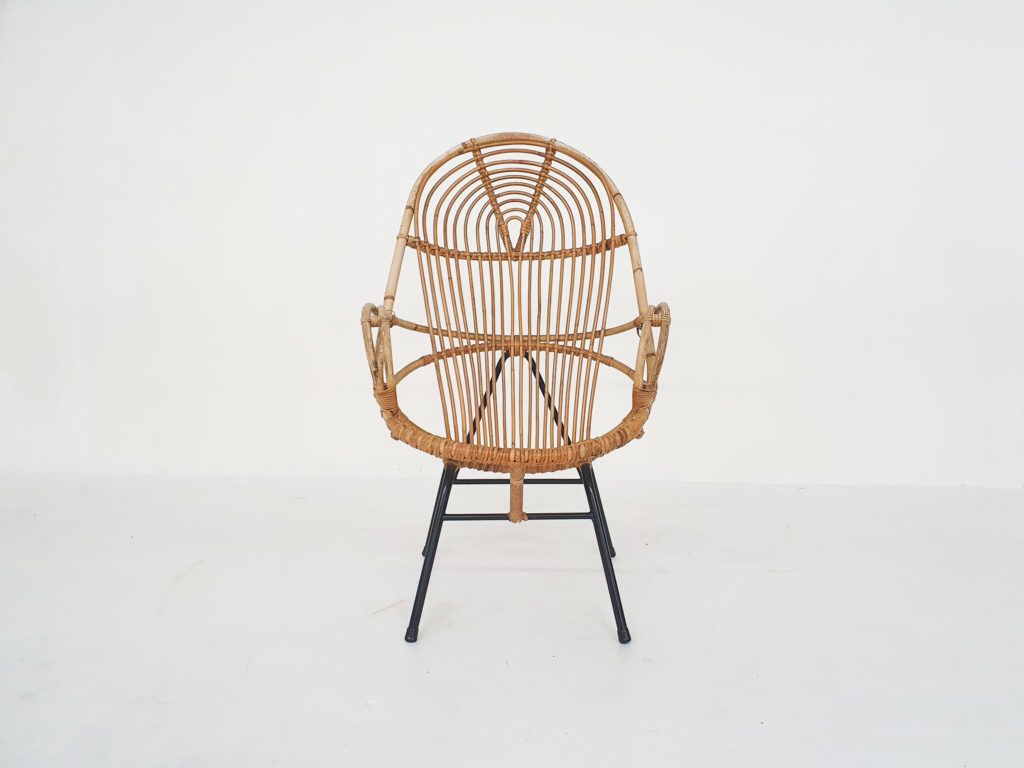 Rohe Noordwolde Rattan Lounge Chair, The Netherlands 1950s