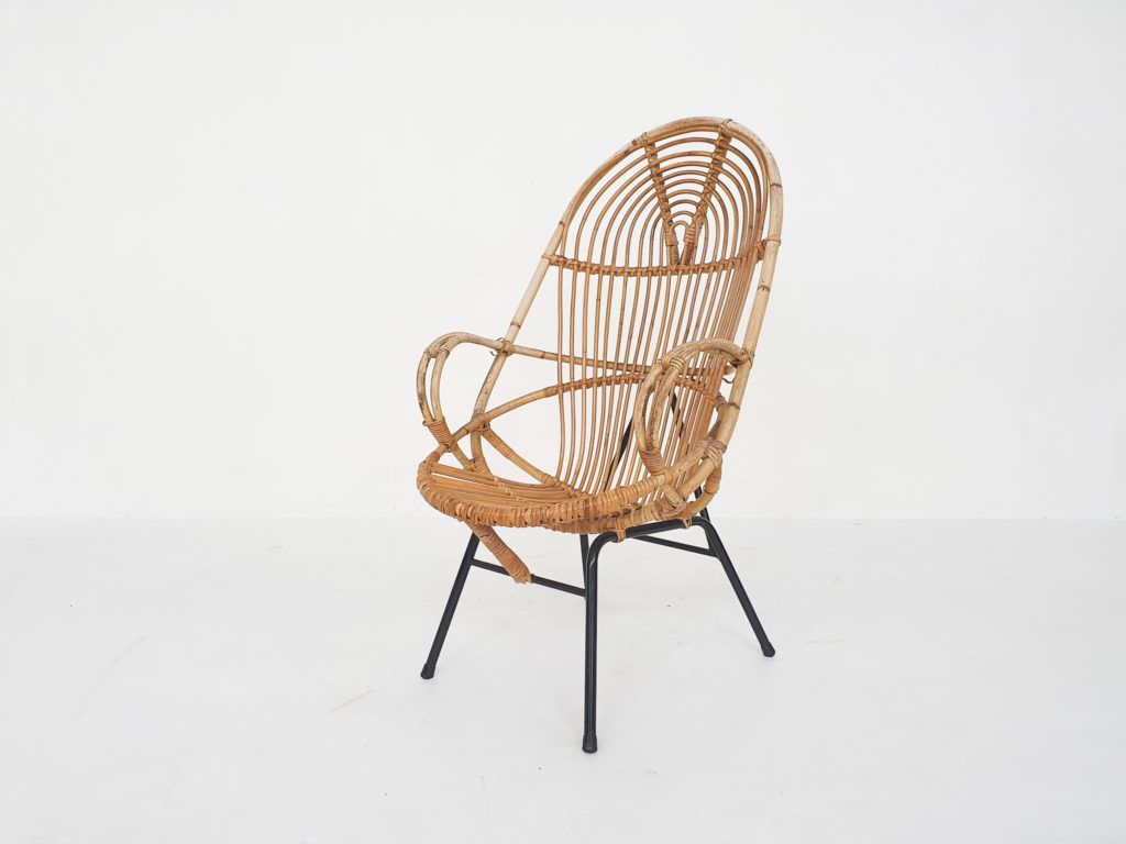 Rohe Noordwolde Rattan Lounge Chair, The Netherlands 1950s photo furniture