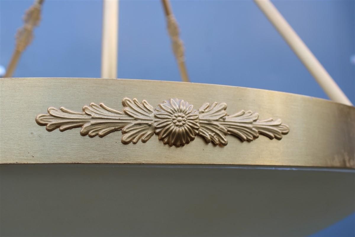 Big Classic Round Italian Chandelier Brass Gold Yellow Glass Italian Design 1970 photo 2981.0