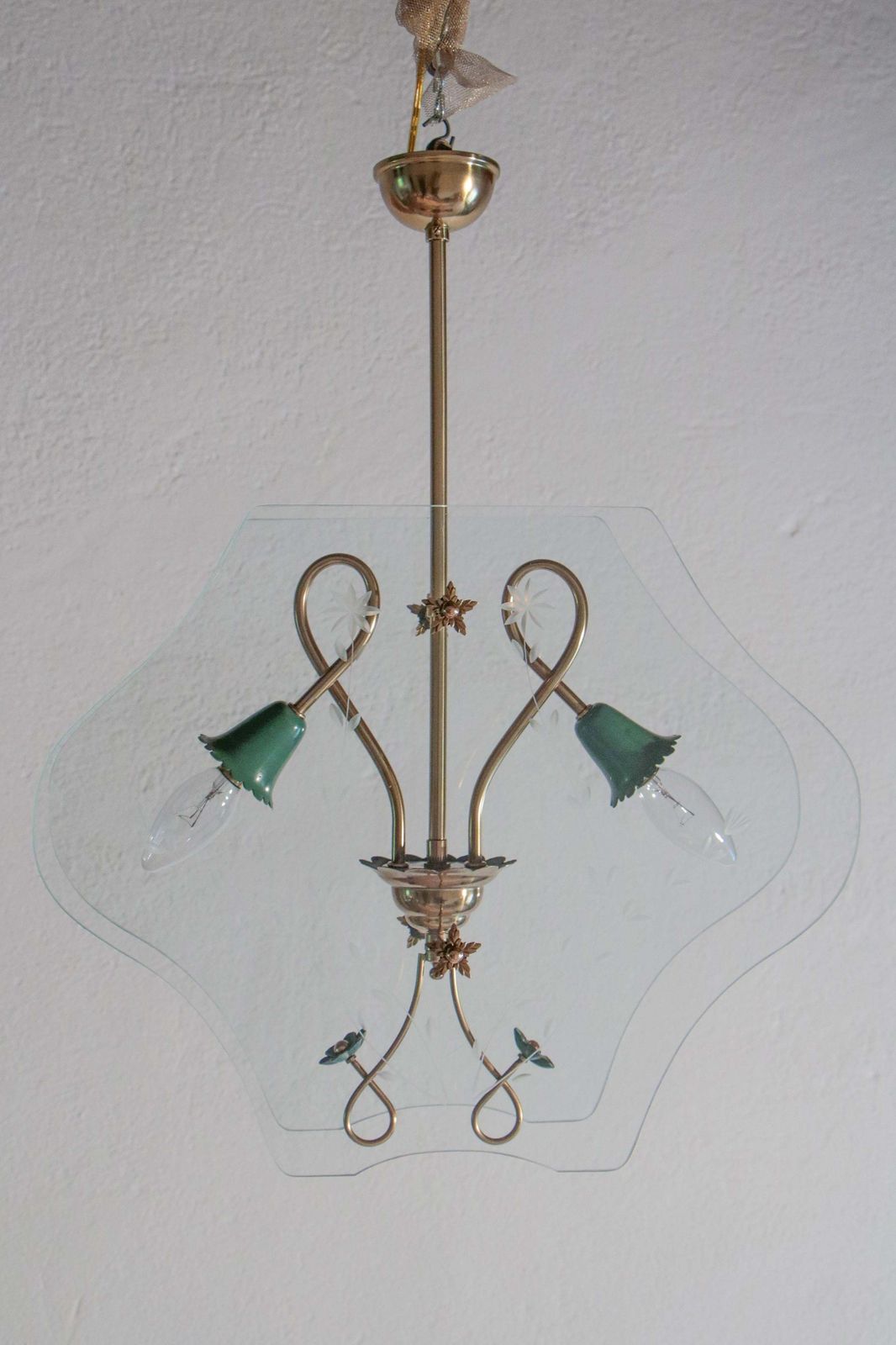 Italian Mid Century Chandelier Pietro Chiesa Style Per Fontana Arte, 1940s photo for sale