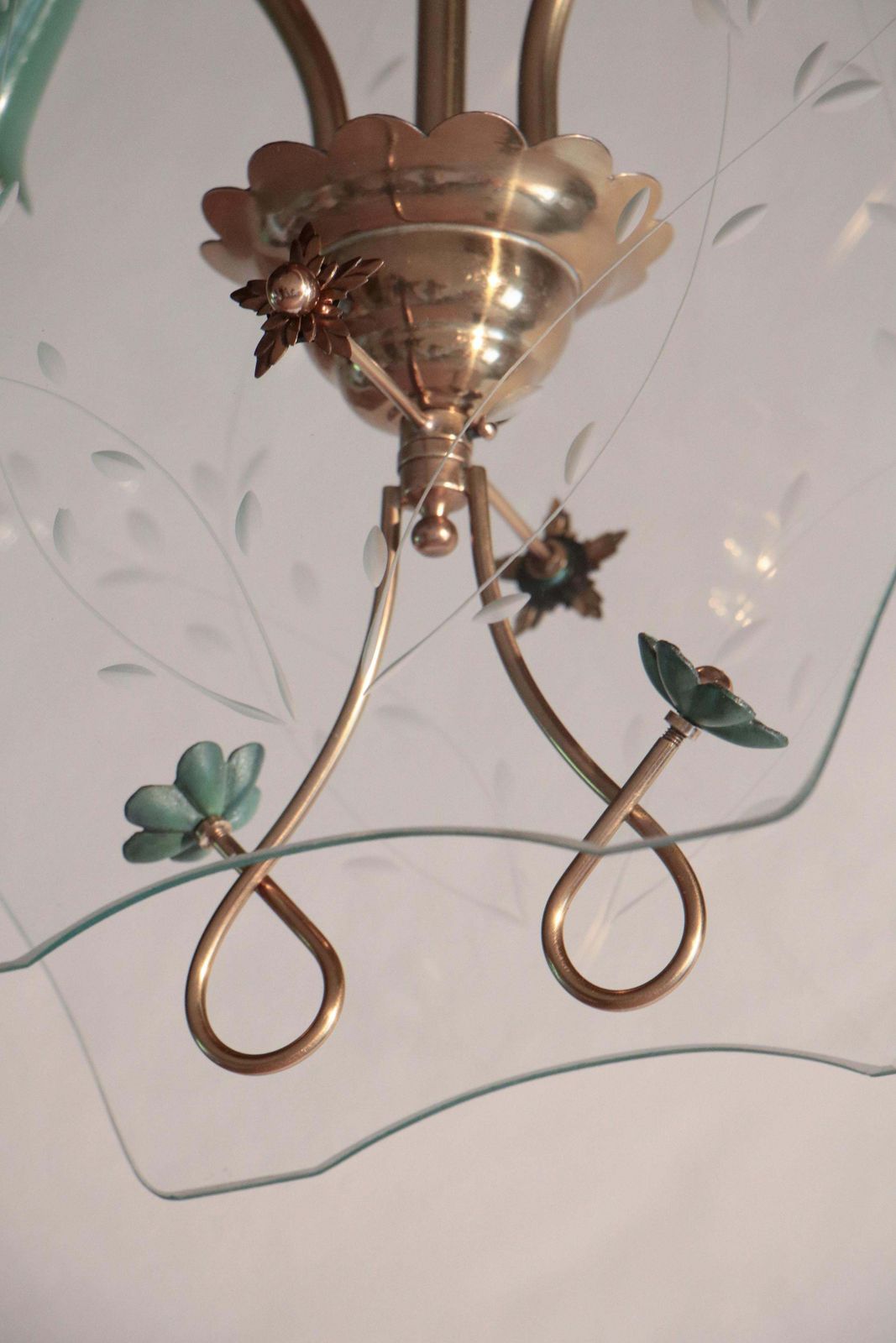 Italian Mid Century Chandelier Pietro Chiesa Style Per Fontana Arte, 1940s photo vintage