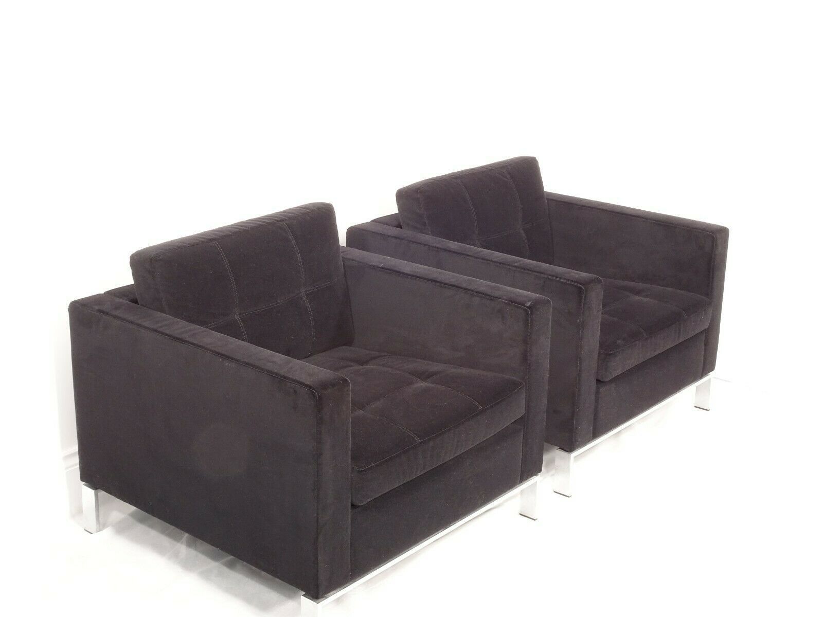 Immaculate Pair Of Walter Knoll 502 Foster Chairs In Jet Black Velvet photo for sale