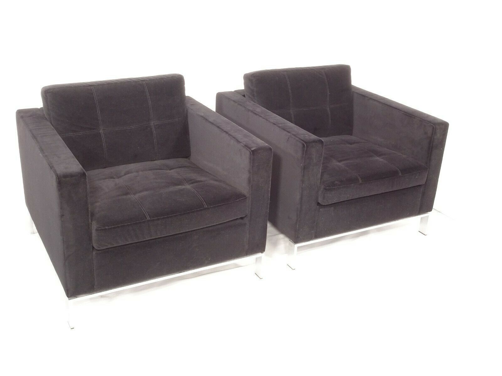 Immaculate Pair Of Walter Knoll 502 Foster Chairs In Jet Black Velvet photo Furniture