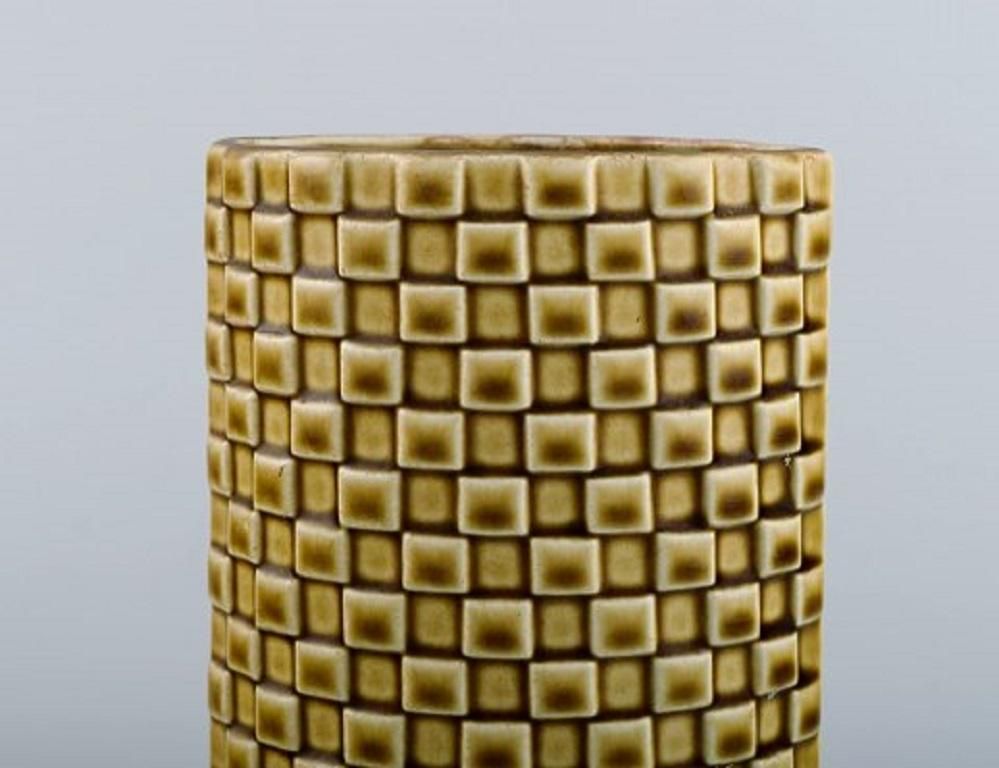 Arabia Vase In Glazed Ceramics, Beautiful Glaze In Mustard Yellow Shades photo for sale