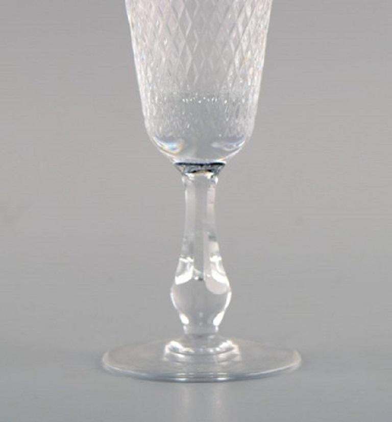 Four Champagne Glasses In Mouth Blown Crystal Glass With Gold Edge, France 1930s photo Home Decor