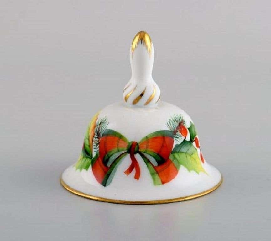 Three Herend Table Bells In Hand Painted Porcelain With Flowers, 1980s