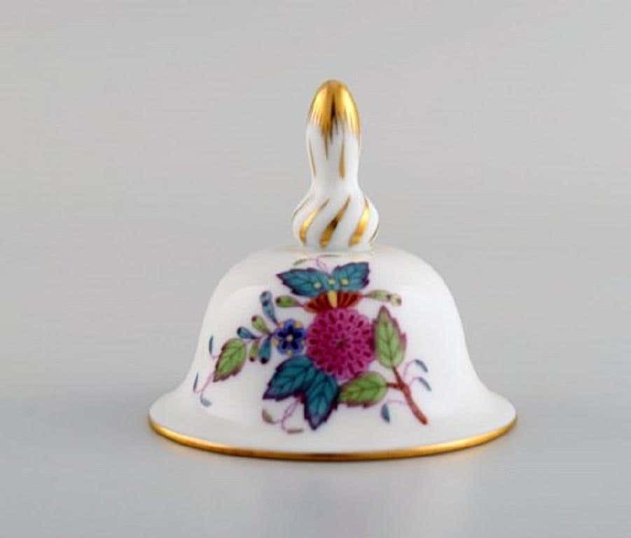 Three Herend Table Bells In Hand Painted Porcelain With Flowers, 1980s photo for sale