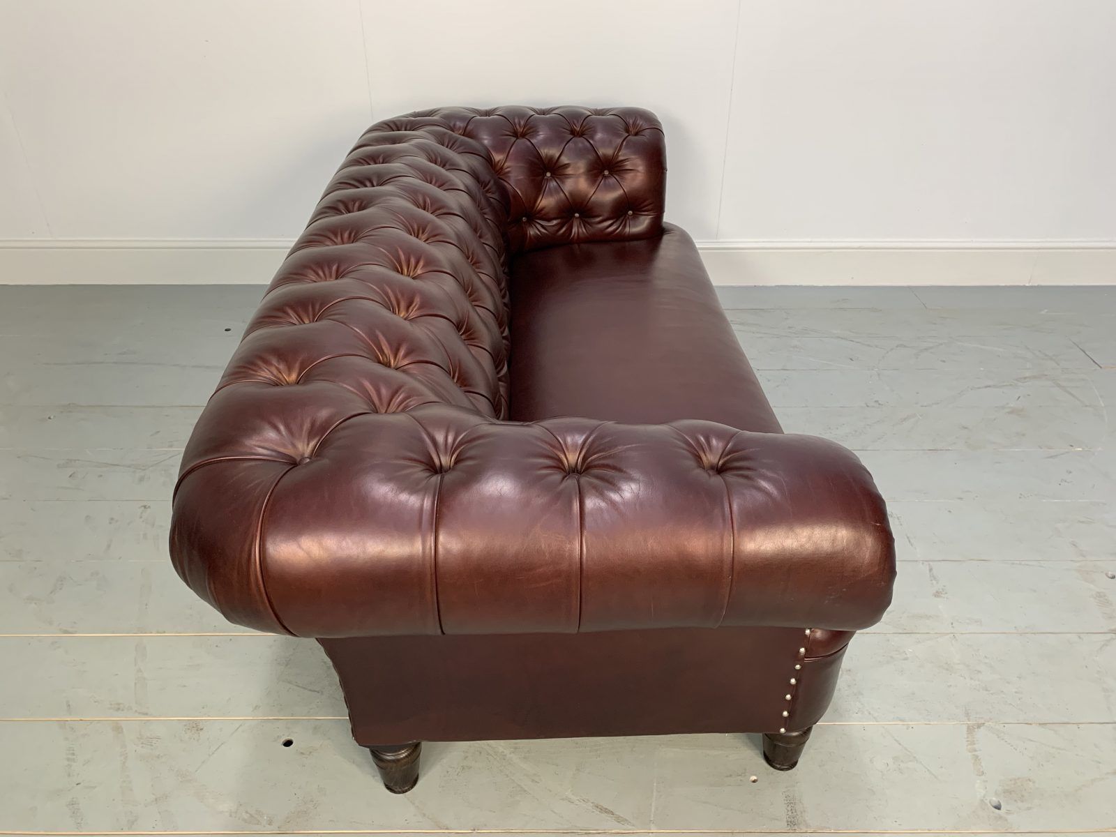George Smith Leather Sofa Early Victorian Chesterfield  Buttoned Sofa In Cinnamon Leather photo vintage