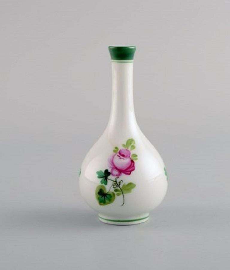 Two Herend Miniature Vases And A Small Dish In Hand Painted Porcelain, 1980s photo for sale