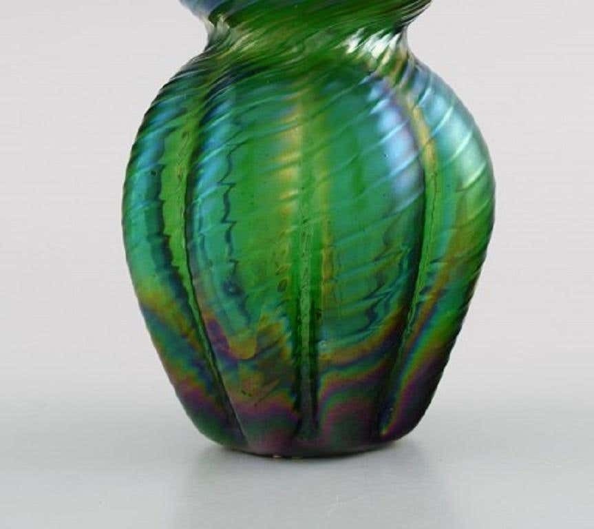 Pallme König Art Nouveau Vase In Green Pressed Art Glass, App. 1900 photo Home Decor