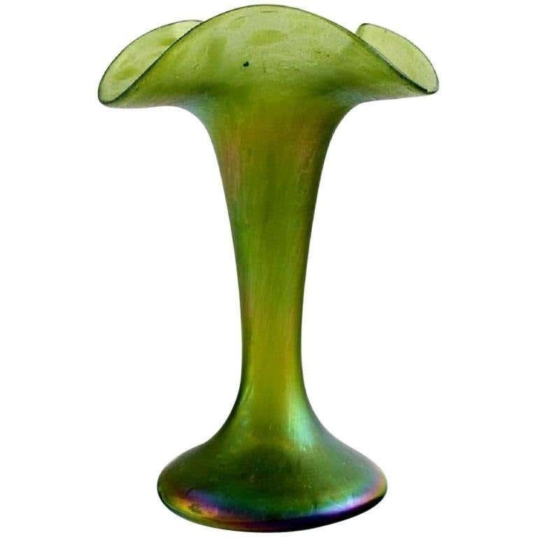 Pallme König Art Nouveau Vase In Green Art Glass, Approx 1900 photo furniture