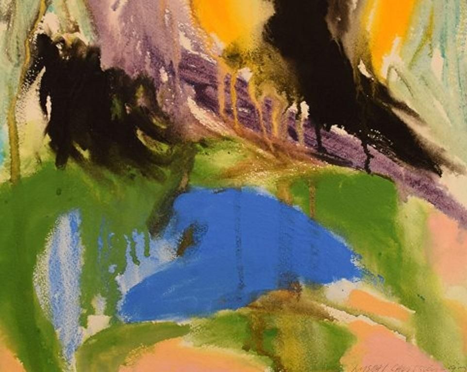 Ivy Lysdal, B 1937, Gouache On Paper, Abstract Modernist Painting photo Art