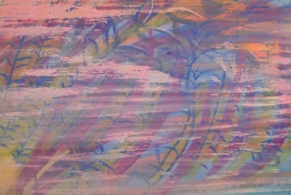 Ivy Lysdal, Gouache And Oil Crayon On Cardboard, Abstract Modernist Painting photo for sale