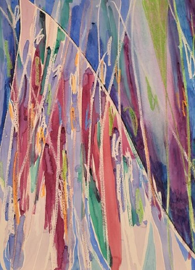 Ivy Lysdal, Gouache On Cardboard, Abstract Modernist Painting photo furniture