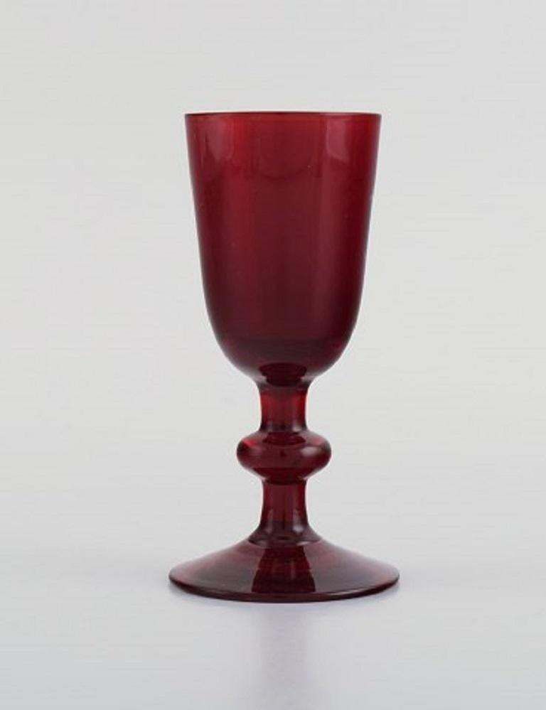 Monica Bratt For Reijmyre, Twelve Liqueur Glasses In Red Mouth Blown Art Glass photo furniture