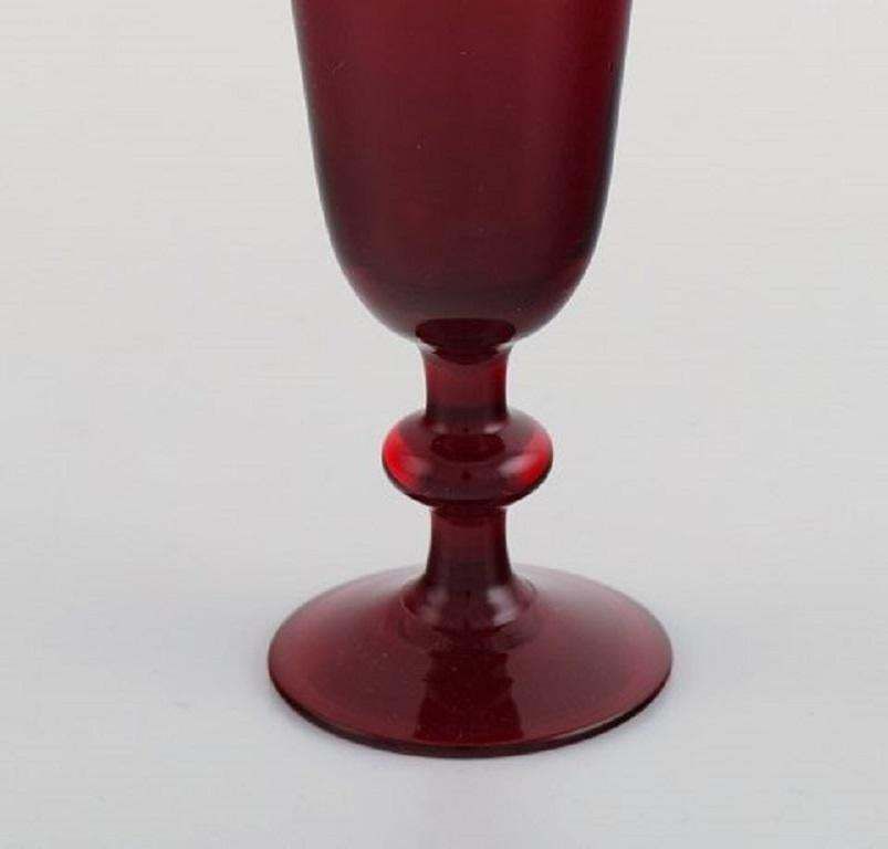 Monica Bratt For Reijmyre, Twelve Liqueur Glasses In Red Mouth Blown Art Glass photo 366.0
