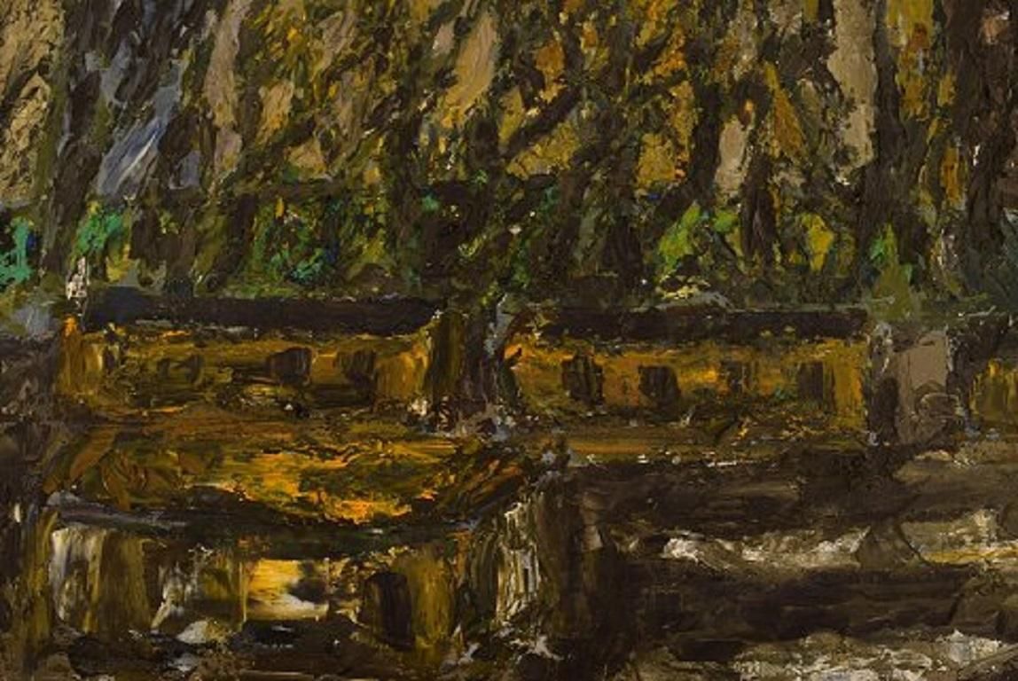 Poul Ekelund, Denmark, Oil On Canvas, Landscape With Houses photo Art