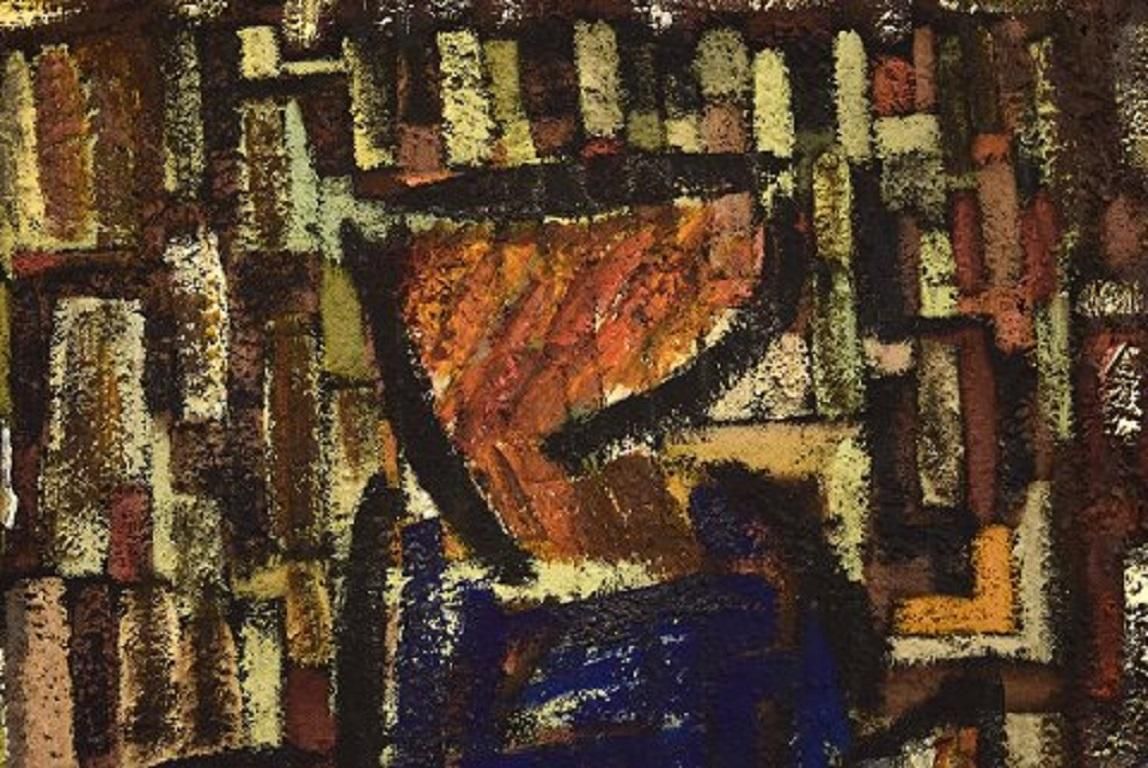 Scandinavian Modernist, Oil On Board, Modernist Composition photo for sale