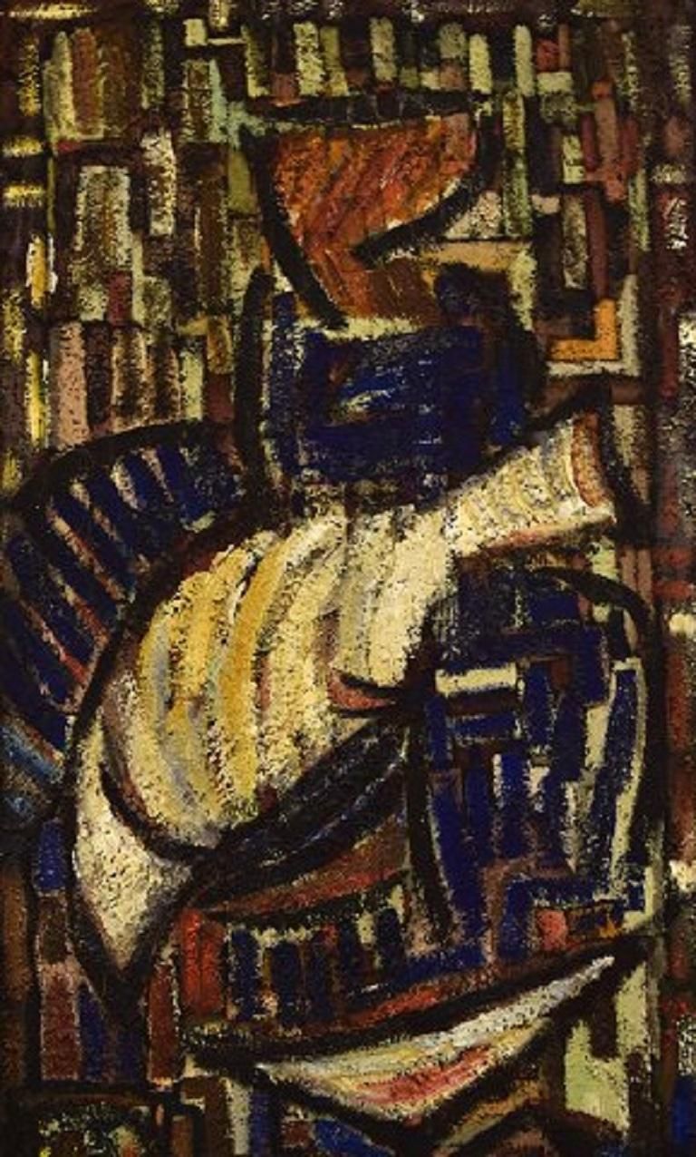 Scandinavian Modernist, Oil On Board, Modernist Composition photo 1024.0