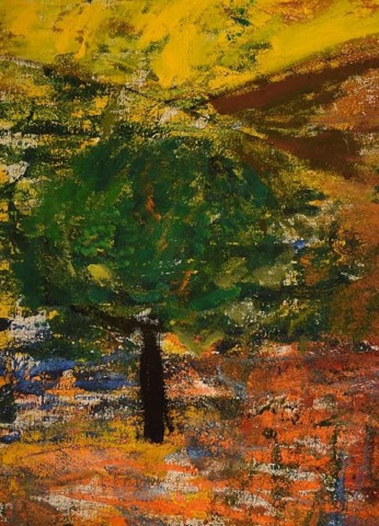 Göta Fogler Sweden  Oil On Canvas Abstract Landscape 1960s photo for sale