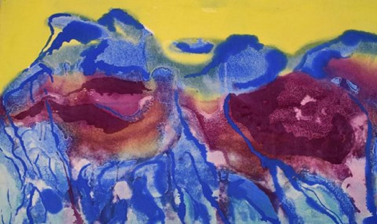 Ivy Lysdal B 1937, Gouache On Cardboard Abstract Modernist Painting photo furniture