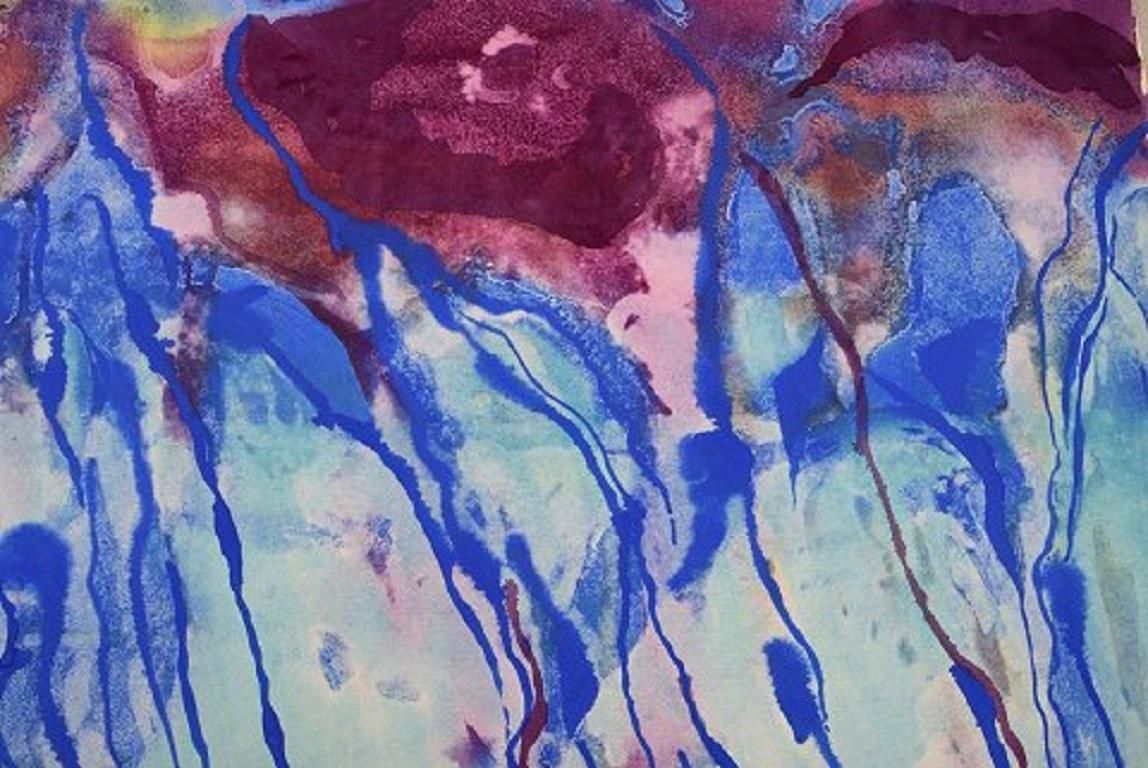 Ivy Lysdal B 1937, Gouache On Cardboard Abstract Modernist Painting photo for sale