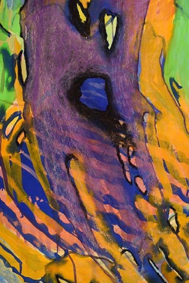 Ivy Lysdal B 1937 Gouache On Cardboard Abstract Modernist Painting photo furniture
