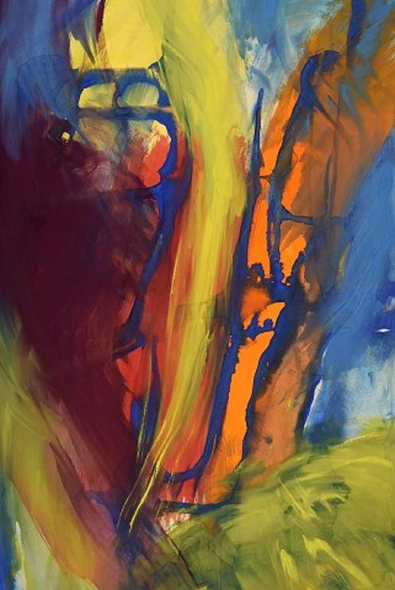 Ivy Lysdal, B 1937, Gouache On Cardboard, Abstract Modernist Painting photo furniture