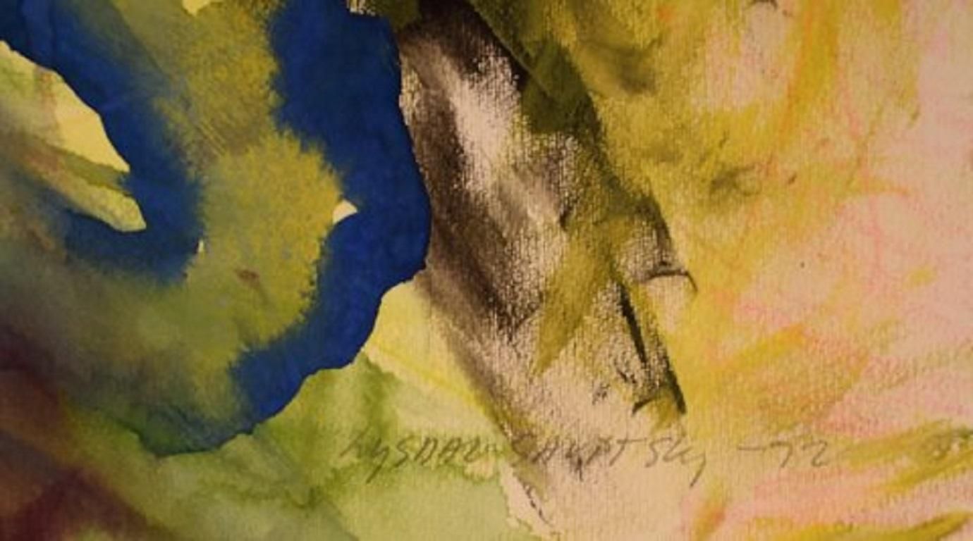 Ivy Lysdal B 1937 Gouache On Cardboard Abstract Modernist Painting photo for sale