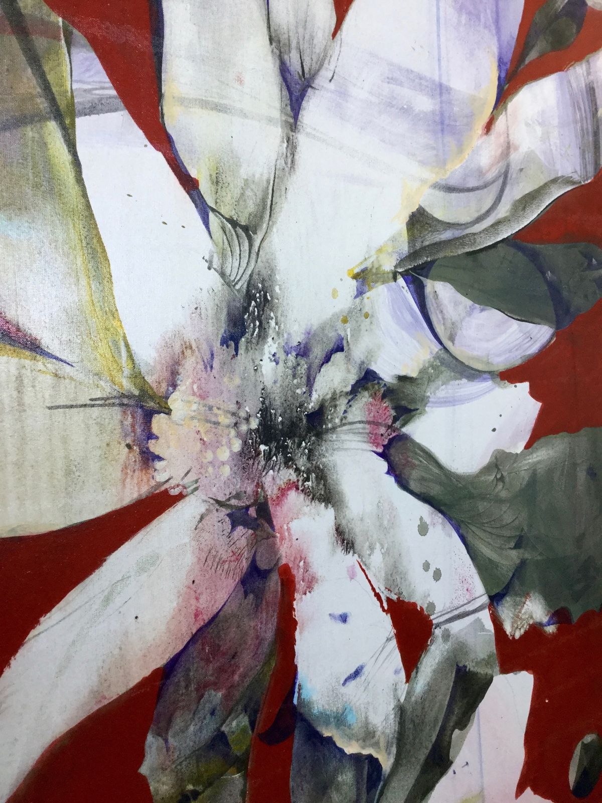Large Contemporary Mixed Media Flower Painting On Canvas photo for sale