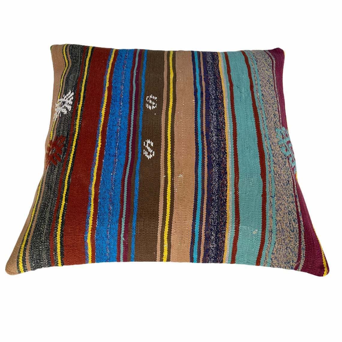 Kilim Pillow 60 X 60 Cm Tapis Kelim Kilim Pillow Cover ,Vintage Meditation Bench Kelim Teppich Boho Kilim Cushion Kilim Sofa Turkish Pillow photo 98.0