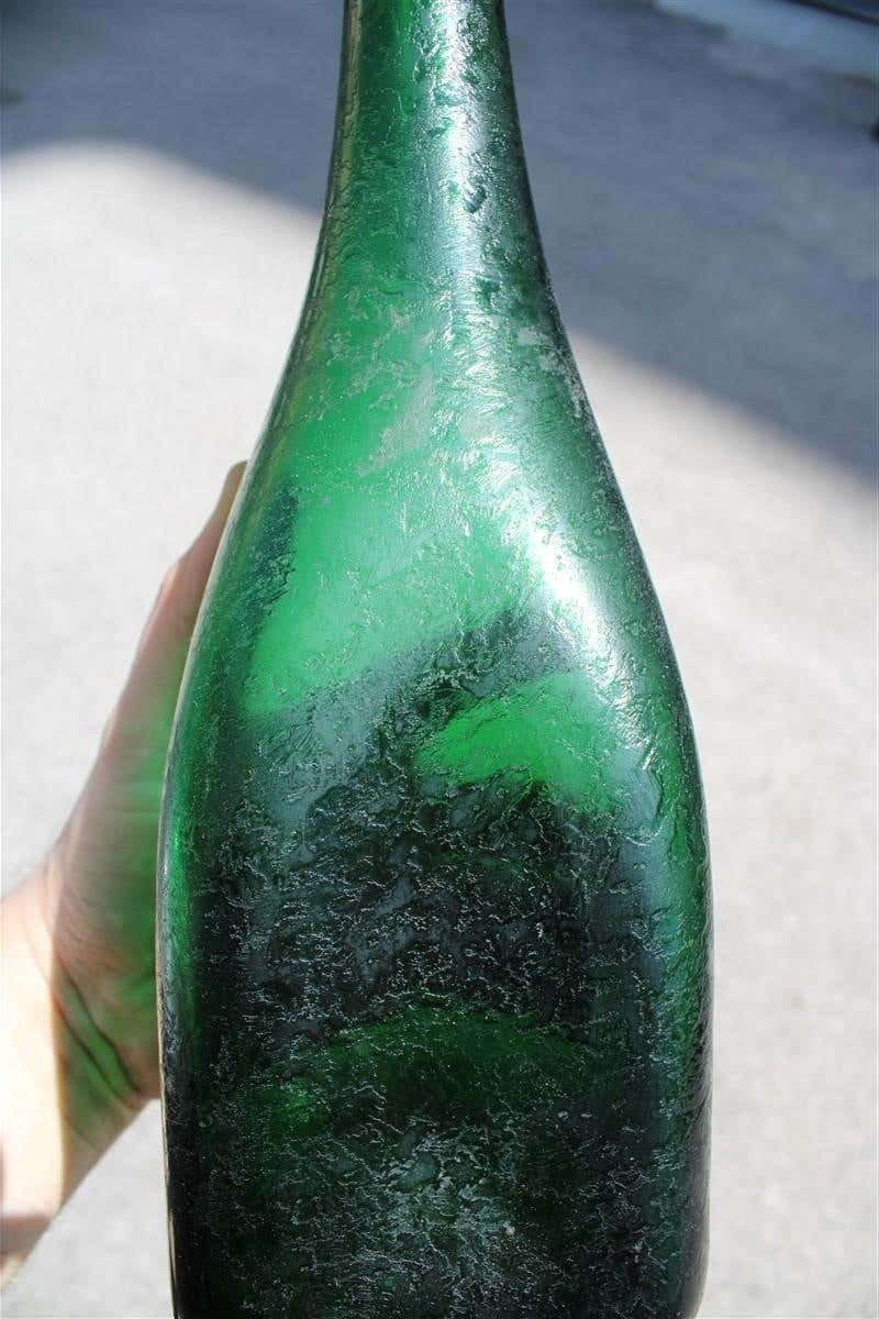 photo furniture Seguso Corroded Cobalt Green Vase In The Shape Of A Bottle, 1960s