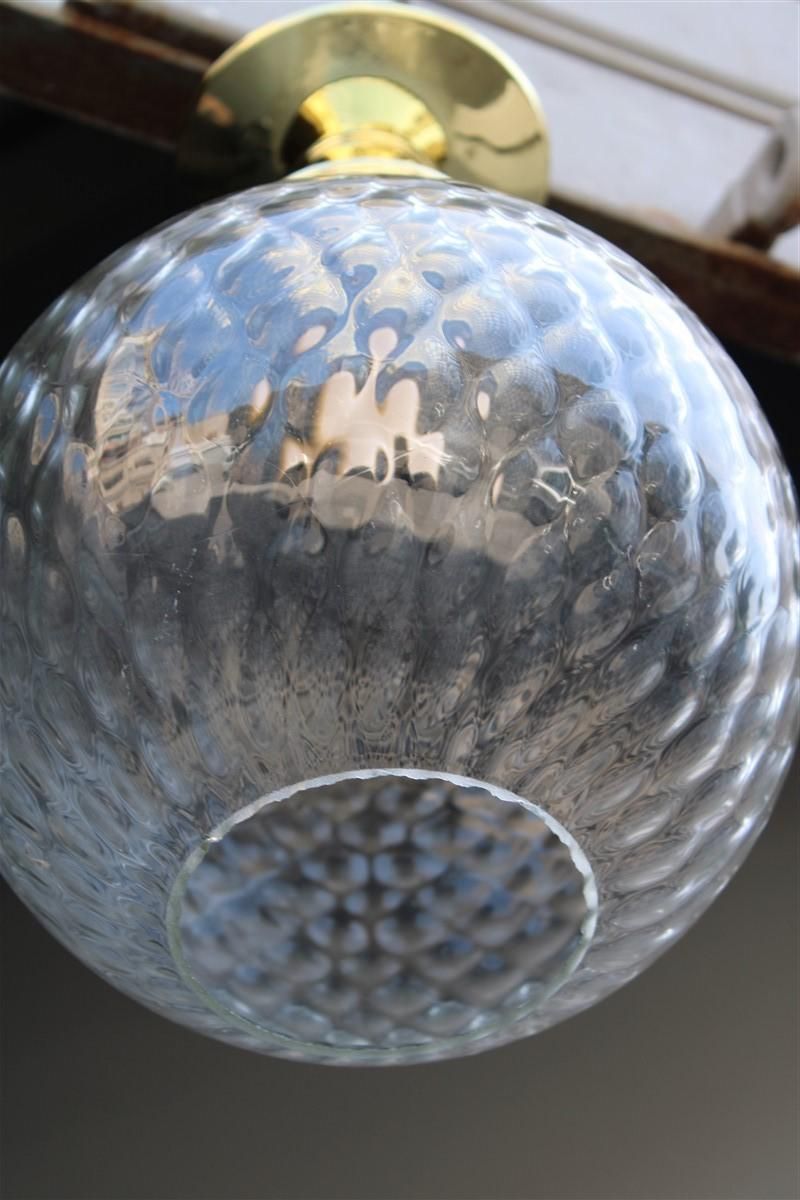 Italian Mid Century Ball Chandelier Murano Glass Brass Parts Gold, 1950s photo Lighting