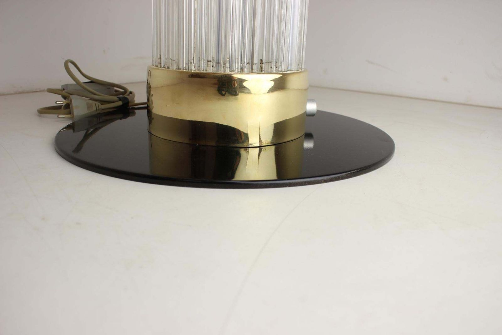Rare Design Brass And Art Glass Modern Floor Lamp Kamenický šenov/Preciosa, 1970 photo vinterior