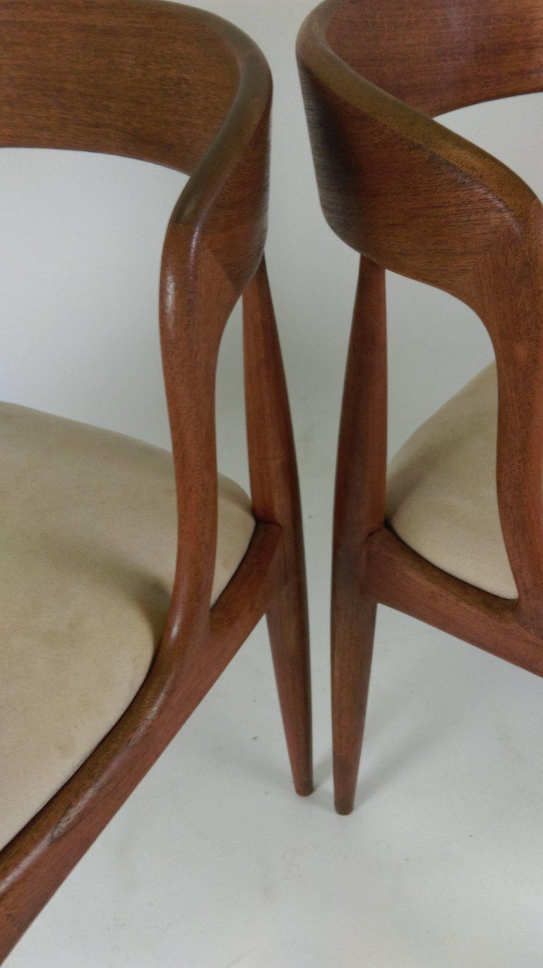 1740.0 1960s Set Of Two Danish Johannes Andersen Model 16 Side Chairs In Teak photo