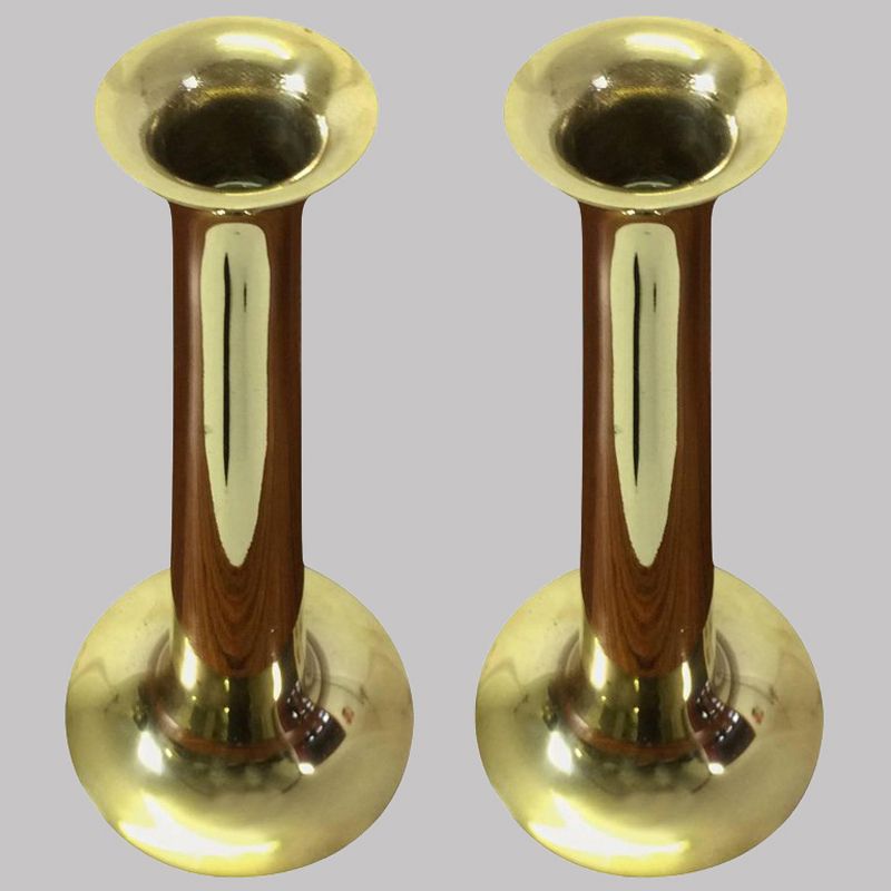 Pair Of Danish Hans Bolling Brass Candlesticks By T. Orskov 1960´S