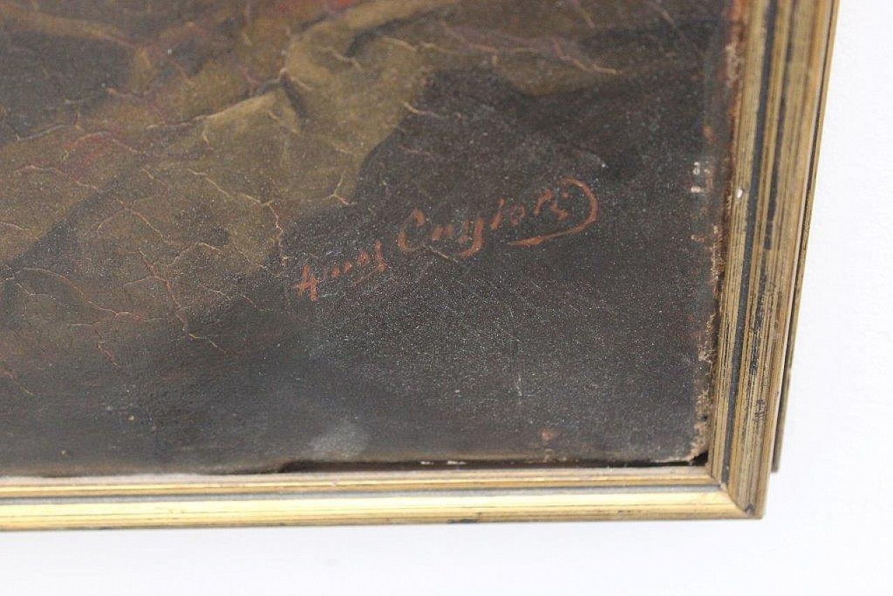 Amos Cassioli, Painting On Canvas La Rivale, Romanticism Movement, 19th Century photo vinterior