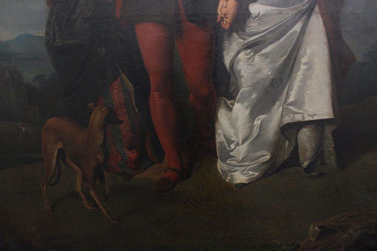 Amos Cassioli, Painting On Canvas La Rivale, Romanticism Movement, 19th Century photo vintage