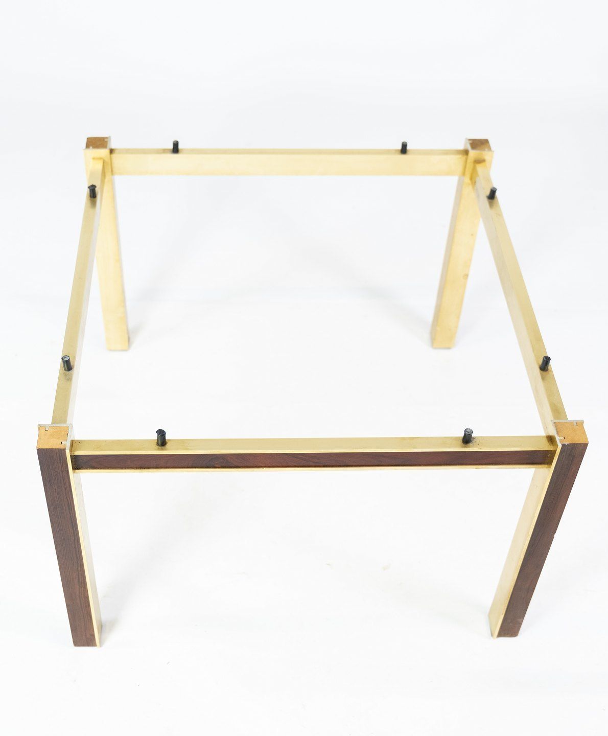 Coffee Table With Slate Top And Gilded Metal Frame And Rosewood By Bendixen Design From The 1970s. photo vintage