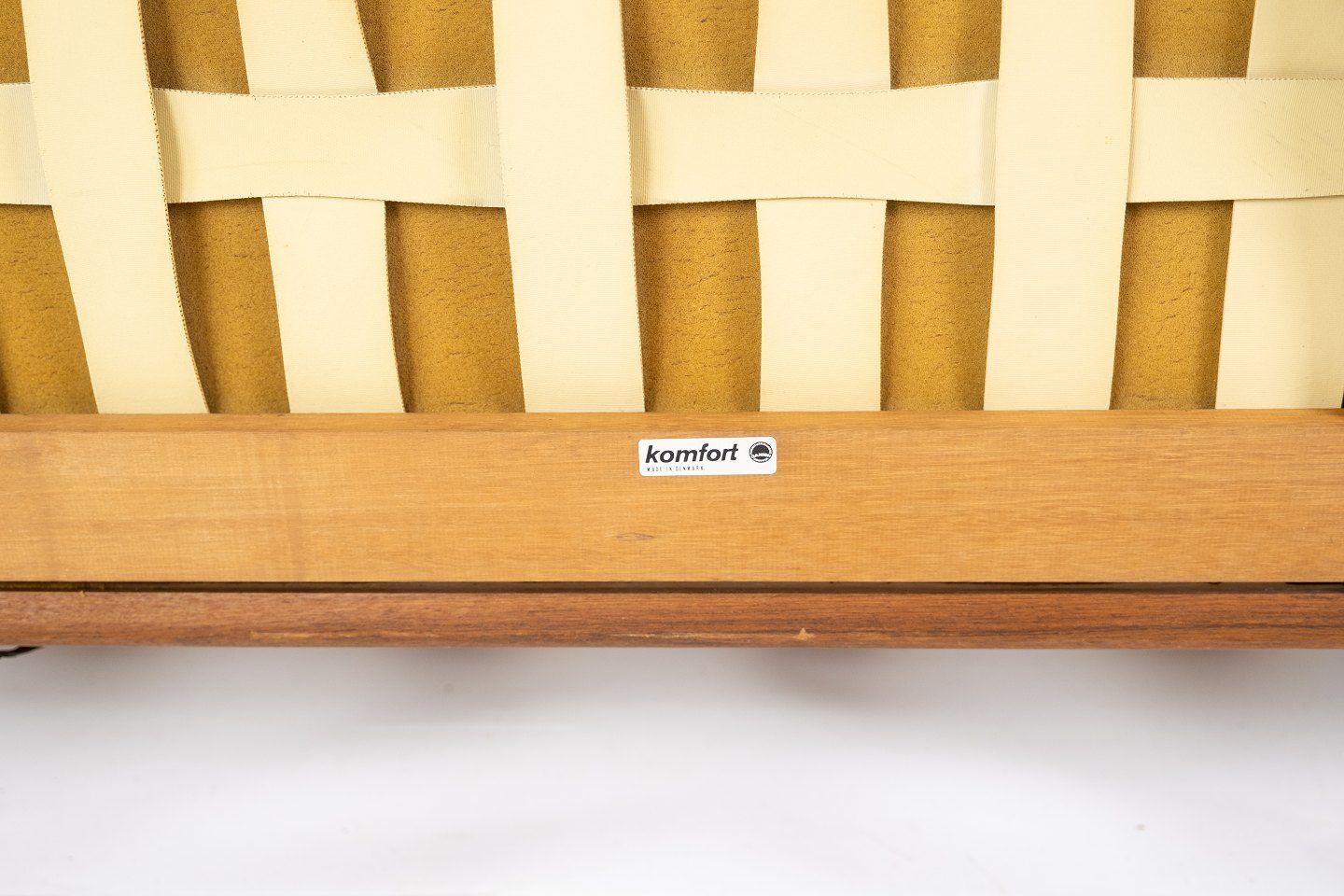 photo furniture Three Seater Sofa In Teak And Upholstered With Black Leather, Designed By Arne Vodder And Manufactured By Komfort In The 1960s.