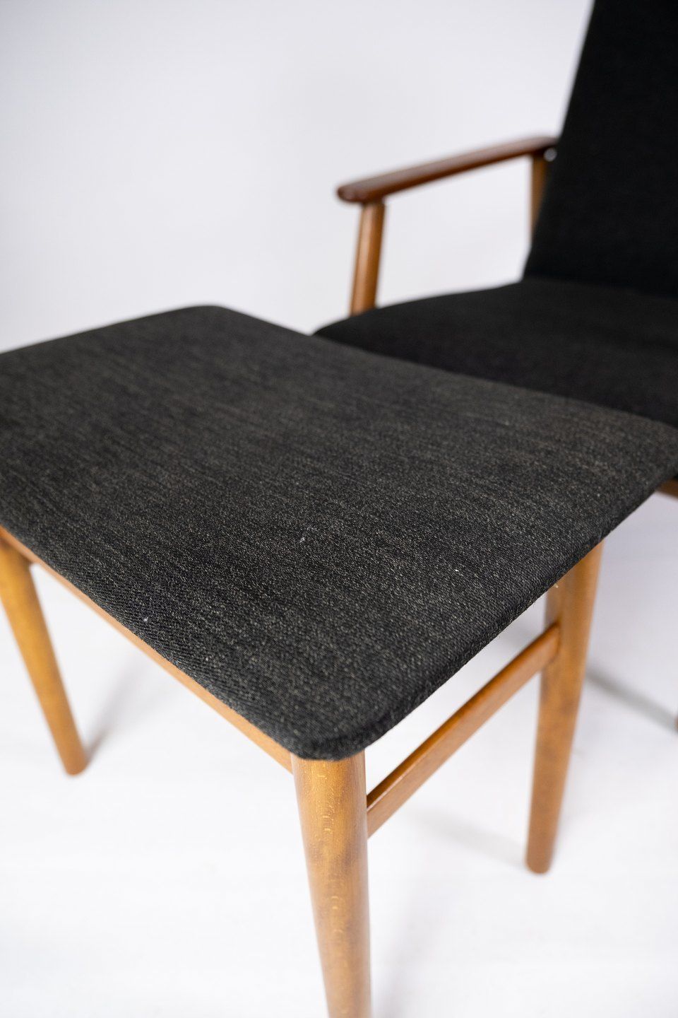 photo for sale Armchair With Stool In Teak And Dark Wool Fabric Of Danish Design From The 1960s.