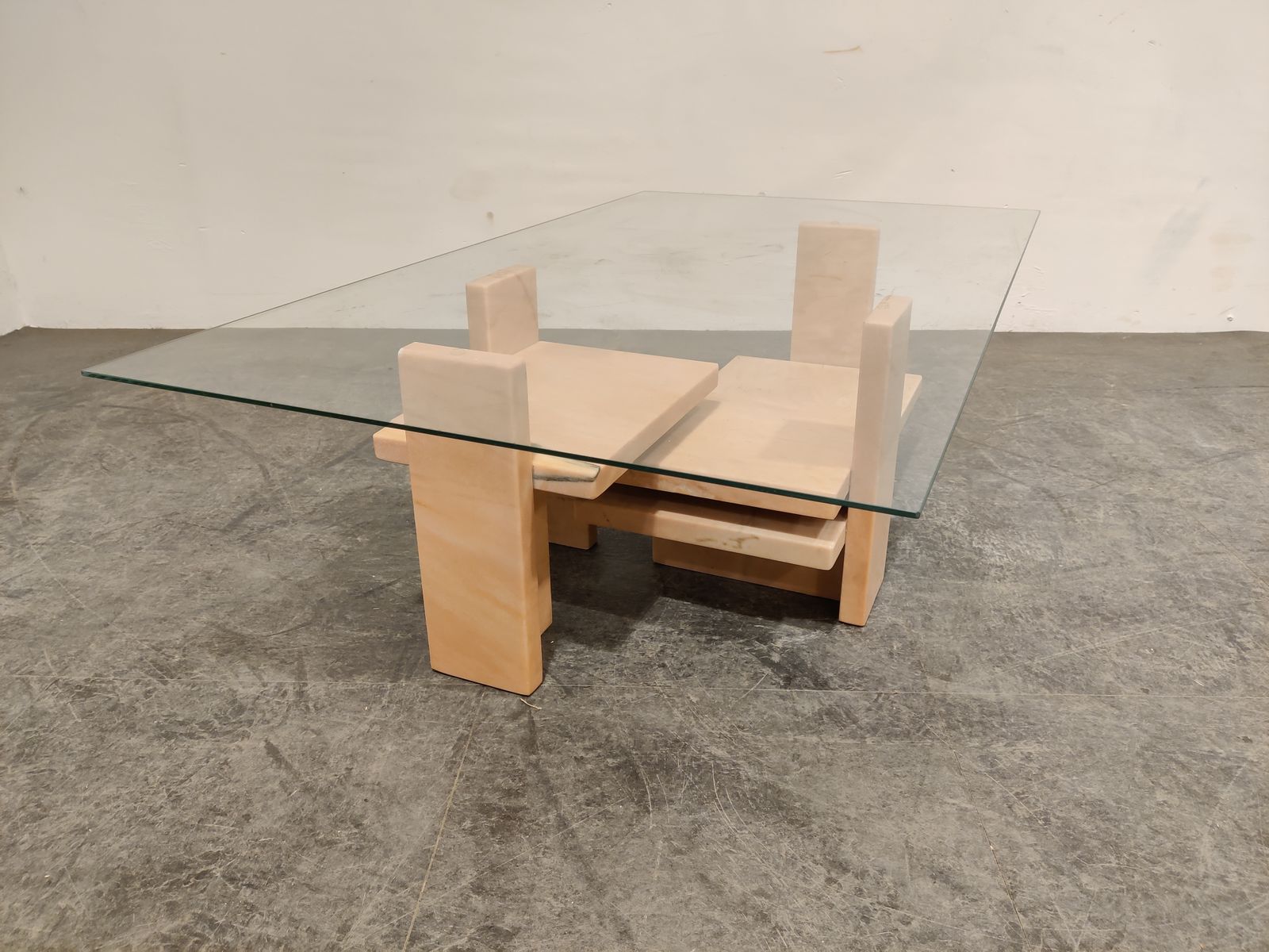 Pink Marble Coffee Table By Willy Ballez, 1970s photo buy