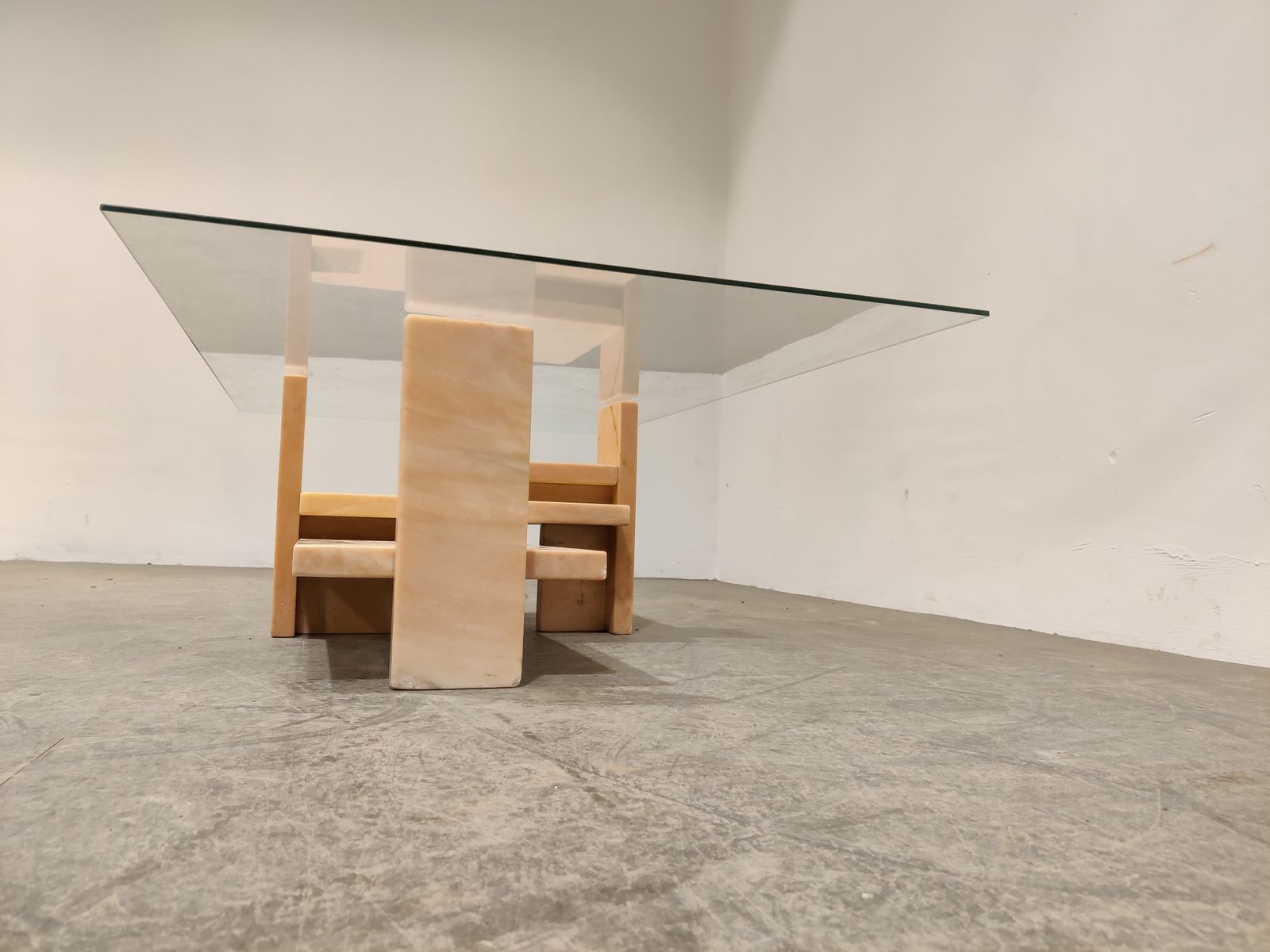 photo for sale Pink Marble Coffee Table By Willy Ballez, 1970s