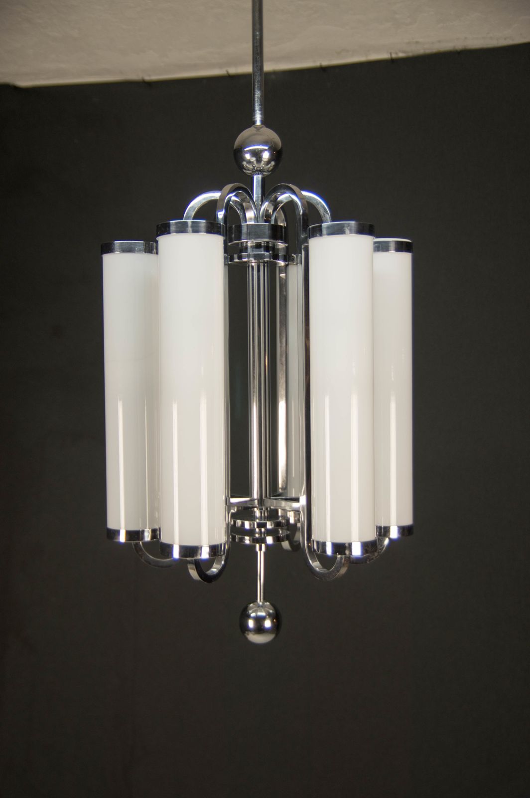 Large Bauhaus Chandelier With 6 Tubular Shades, 1930s photo furniture