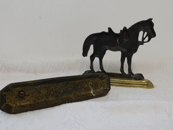 Pair Of Antique Brass Horse Chimney Ornaments photo Home Decor