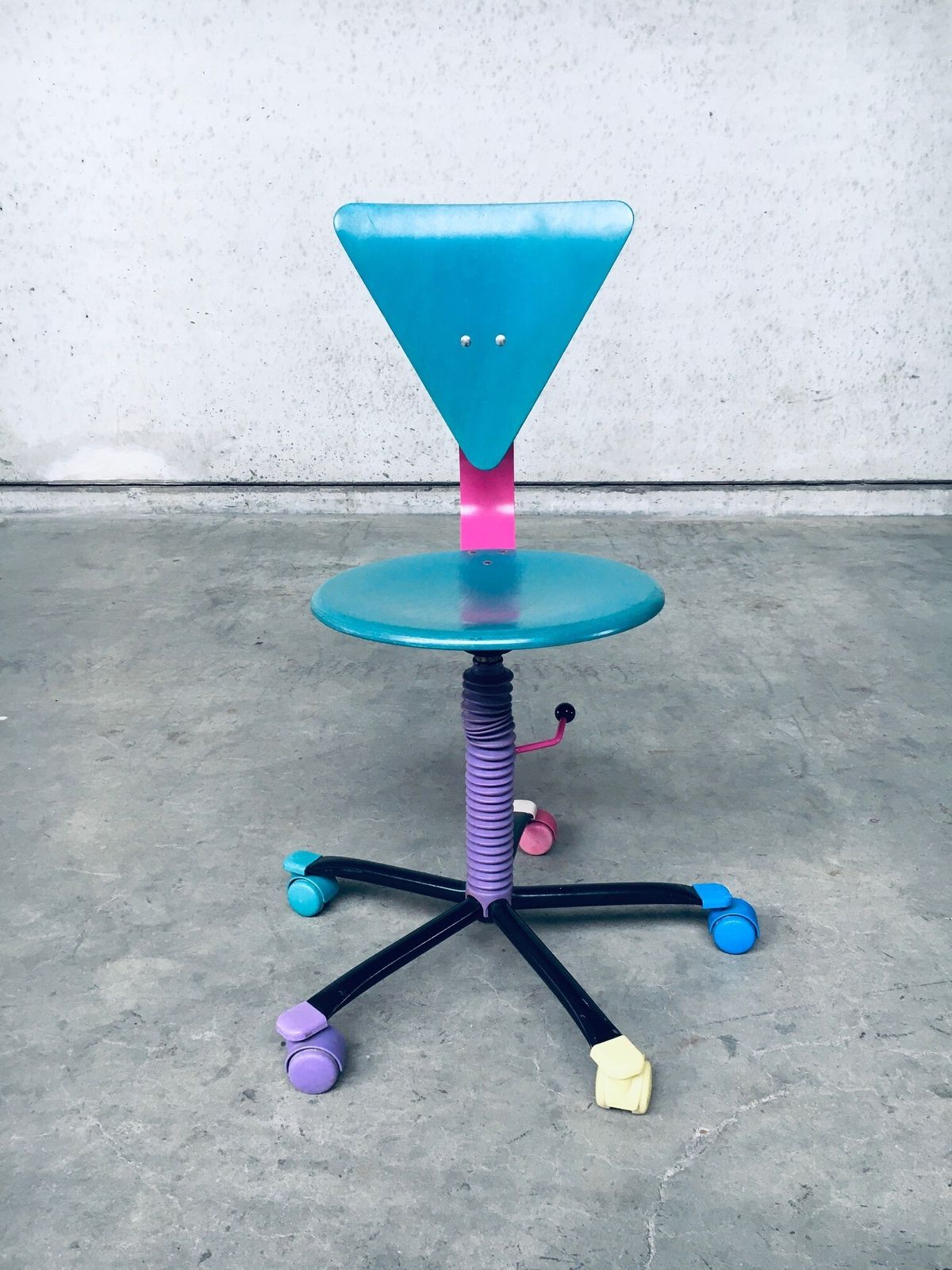 1980's Memphis Design Style Colorful Desk Office Chair photo for sale