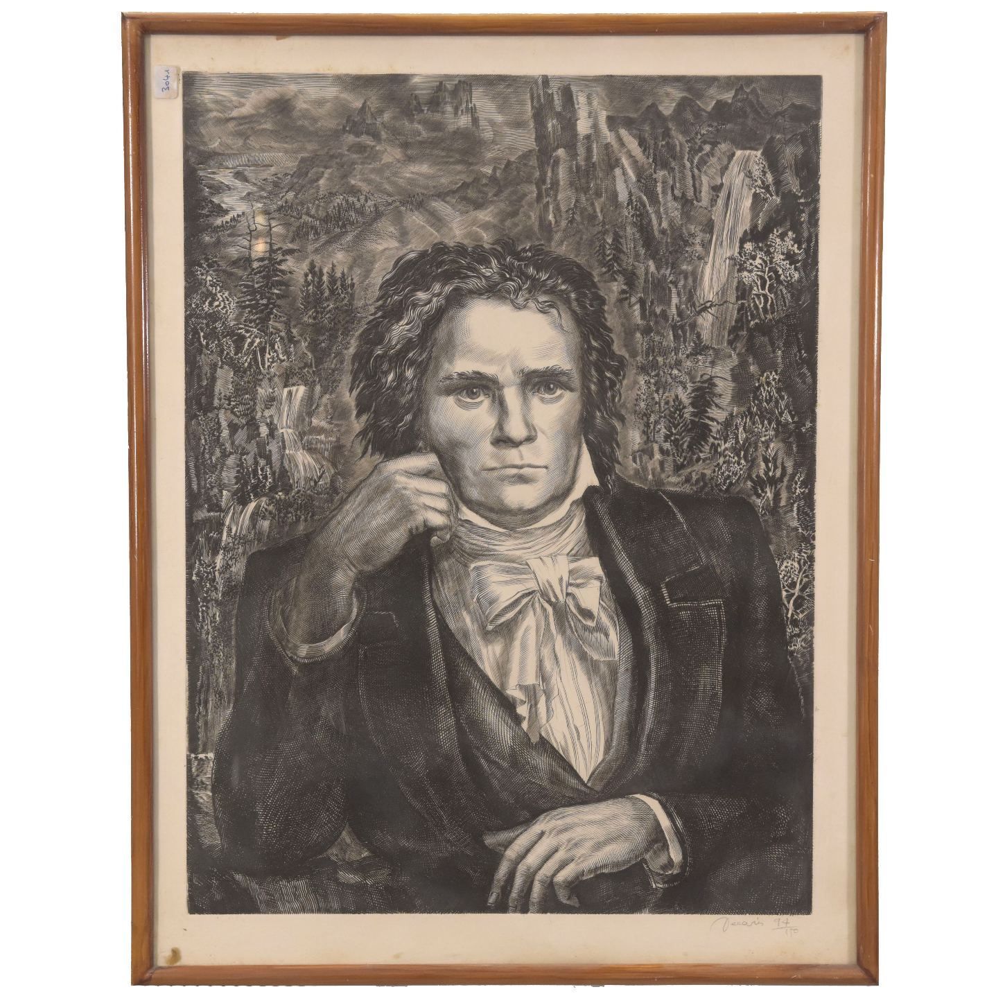 Engraving Portrait Of Musician Period 19th Century